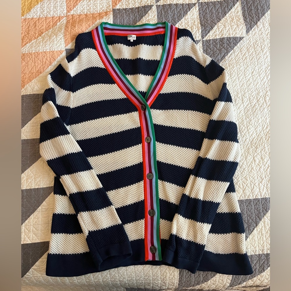 KULE Striped V-Neck Cardigan Size XL